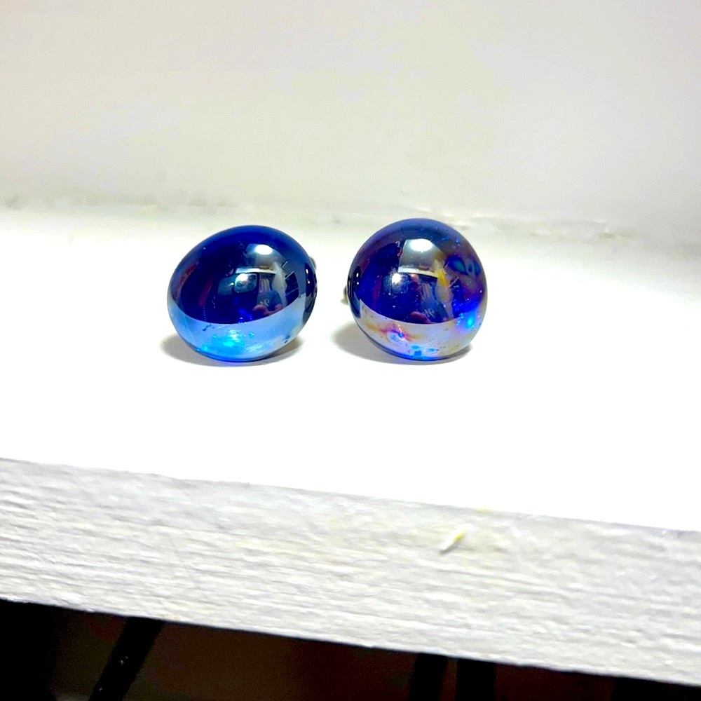 Blue glass Cuff Links